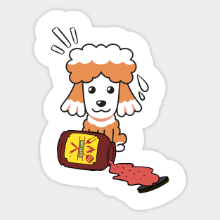 Funny Poodle Spills a jar of BBQ Sauce Sticker